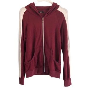 Michael Lauren Hoodie Full Zip Burgundy Grey Blush Pink